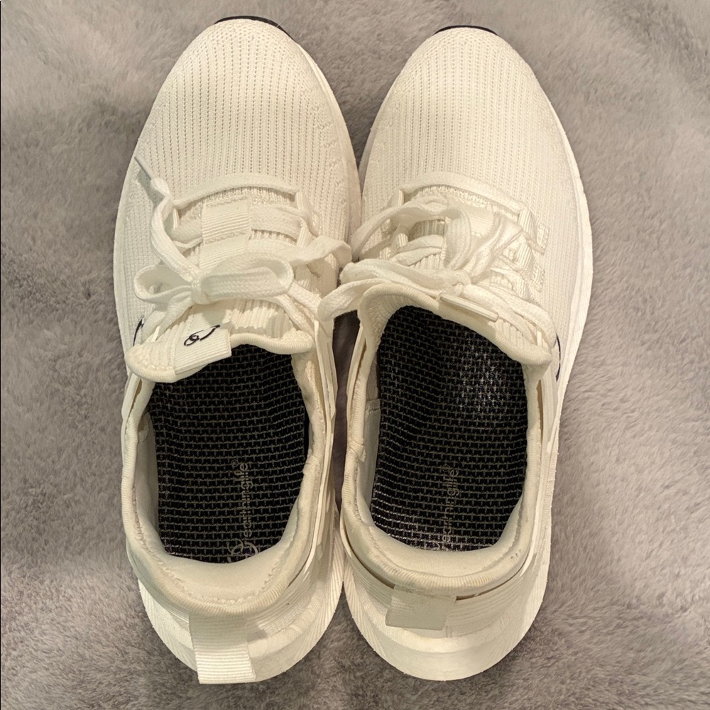 Women's White Athletic Shoes-Earthing Life